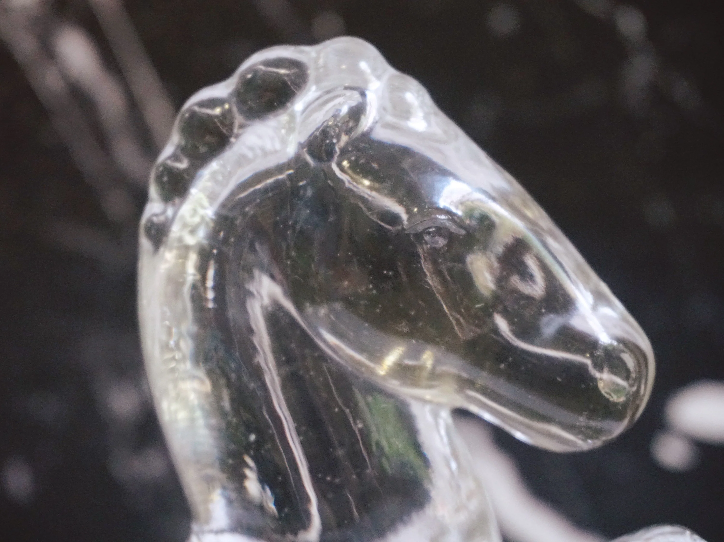 Pair of Vintage 1940s Clear Glass Rearing Horse Bookends By L.E. Smith - Image 7
