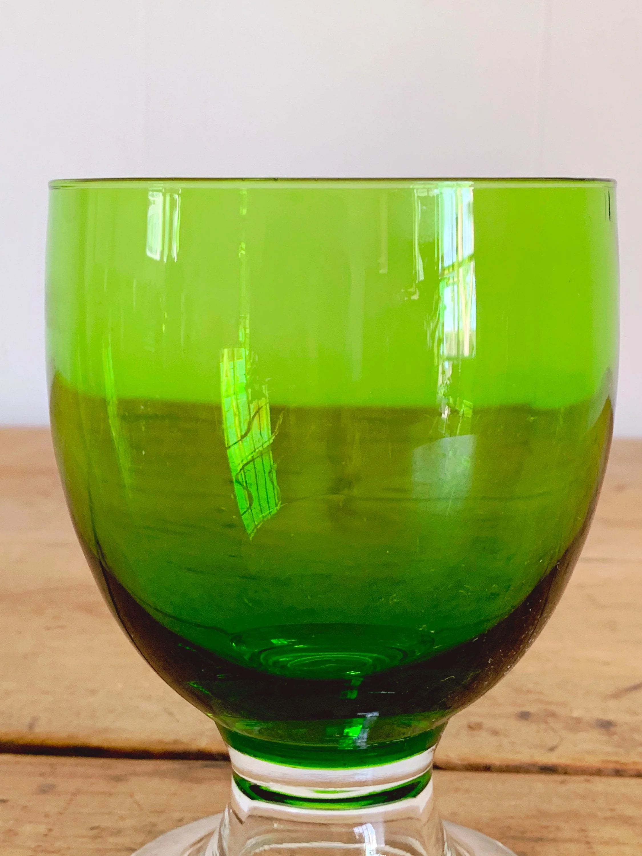 Vintage Bright Green Dessert Cups Sherbert Glasses Water Goblets with Clear Foot | Champagne Coupe Craft Cocktail Glasses Set of 2, 4 or 6 - Image 5
