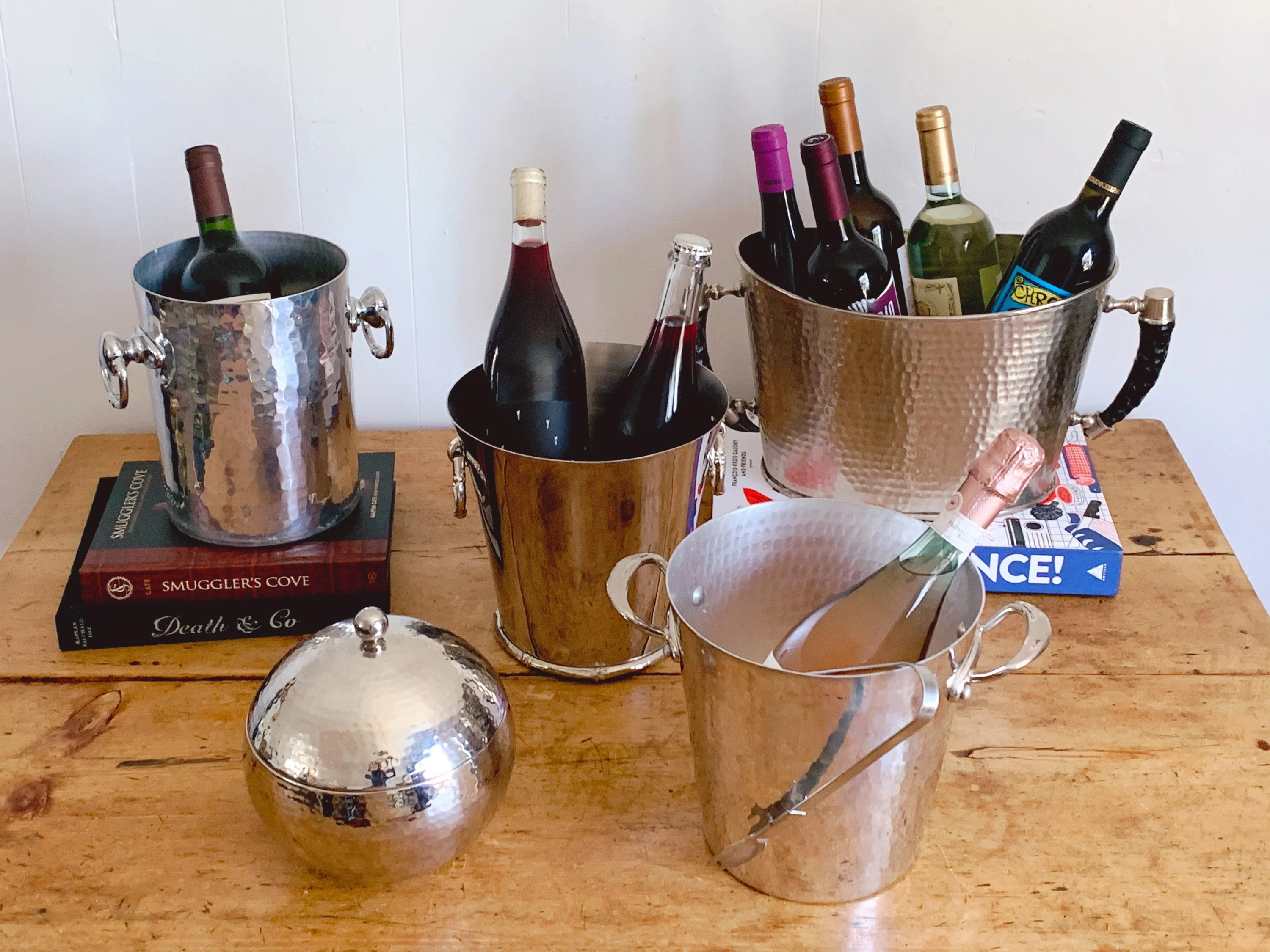 Vintage Roland Hammered Round Ice Bucket by IMPULSE! | Stainless Steel Lidded Champagne Bucket Barware Tableware - Image 8